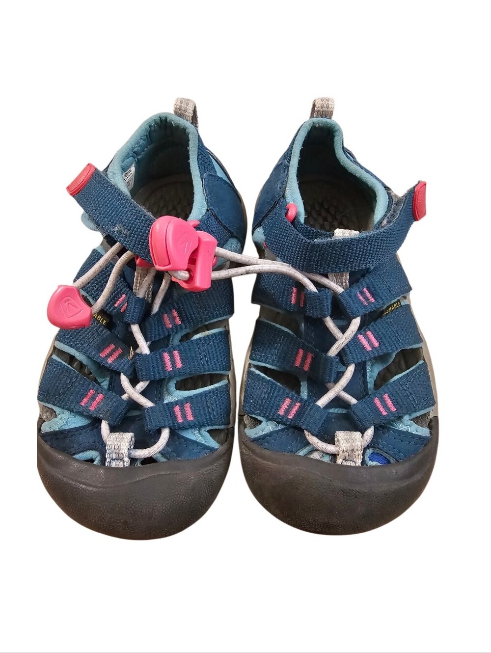 Keen Kids Navy Blue Outdoor Sandals with Pink Accents
